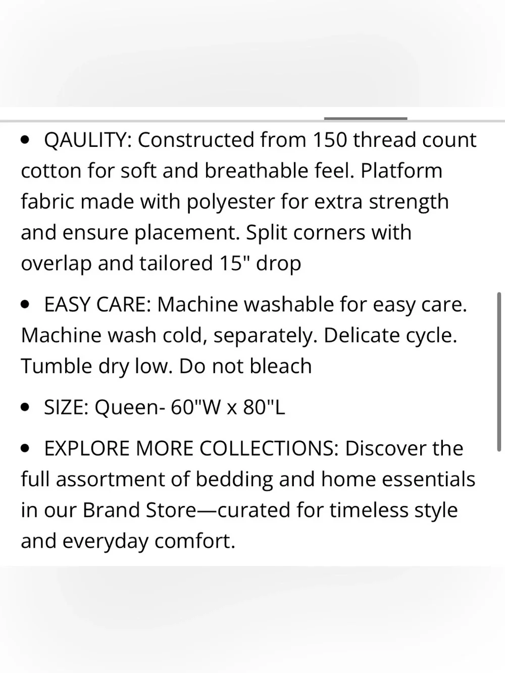 Nautica QUEEN Bed Skirt 100% Cotton 15” Drop Navy Blue